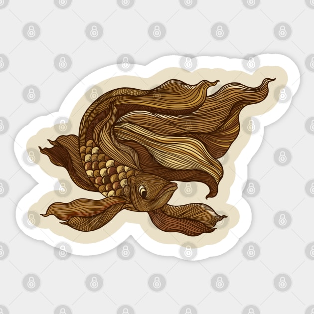 Lined hand drawn betta fish. Sticker by Lewzy Design